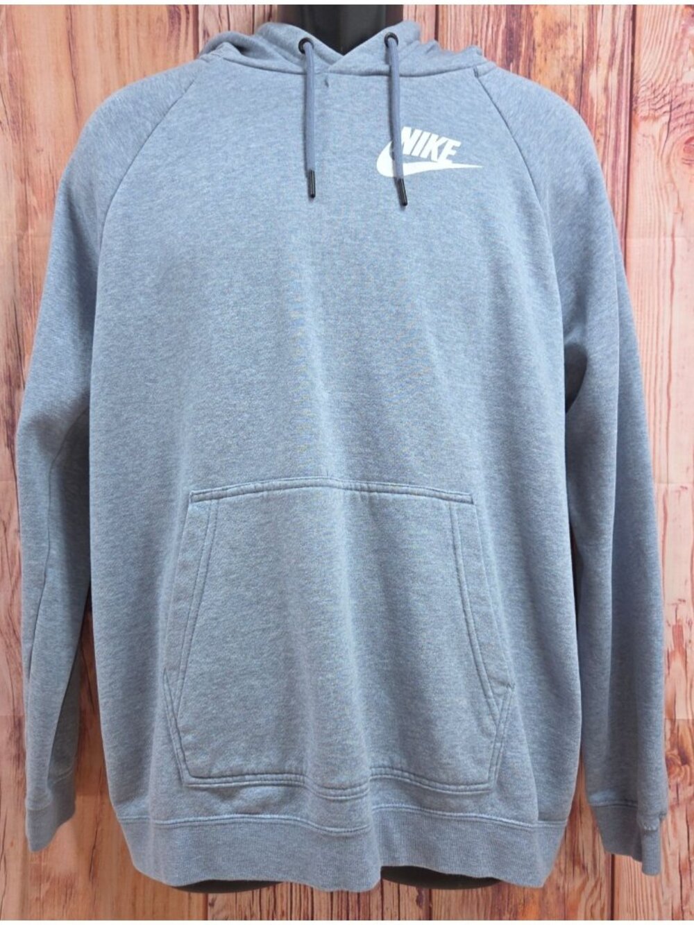 Nike Mens XL Gray Hoodie Sweatshirt With Front Pocket & Drawstring Hood